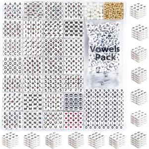 추가 모음과 숫자가 포함된 DoDobead 1650개 문자 비즈 키트 팔찌 제작용 알파벳 우정 완벽합니다