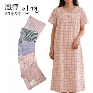 여자 풍경 인견 반팔 캐릭터 프릴 원피스 잠옷 여성 홈웨어 이지웨어