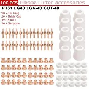 PT-31 LG-40 소모품 에어 플라즈마 커터 절단 노즐 전극 팁 토치 소모품 키트 40A LGK-40 CUT-40 100 개