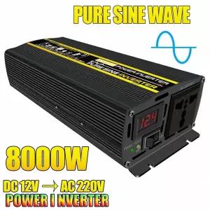 8000W 범용 자동차 전원 인버터 순수 사인파 12V 24V  220V 50Hz 그리드 전압 변압기 멀티 소켓 변환기