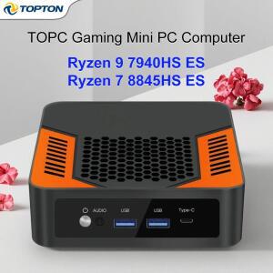 TOPC 미니 PC AMD Ryzen 7 8845HS ES 7840HS ES 버전 USB4.0 듀얼 LAN 2xDDR5 PCIe4.0 윈도우 11 누크 미니