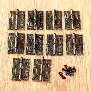 10pcs DIY 상자에 대 한 골동품 청동 캐비닛 도어 경첩 나사와 가구 4 구멍 홈 액세서리 36*23mm