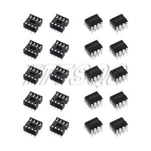 20개(각 10개) NE555 IC 타이머 프로그래밍 발진기 칩 및 8핀 DIP 소켓