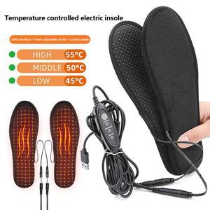 USB 가열 신발 안창 전기 패드 세탁 가능 충전식 발 워머 스키 하이킹용
