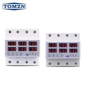 TOMZN TOVPD3-63VA DIN 레일 3상 조정 가능 과전압 및 저전압 보호 릴레이 전류 기능 포함 3x220V 380V AC
