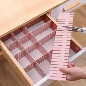 4PCS 조정 가능한 분배기 속옷 양말 잡화 서랍 주최자 가정용 보관 캐비닛 핑크 공간 절약 홈 액세서리