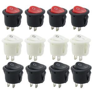 6Pcs 20mm 직경 라운드 로커 스위치 블랙 미니 소형 화이트 레드 2 핀 ON-OFF KCD1-105