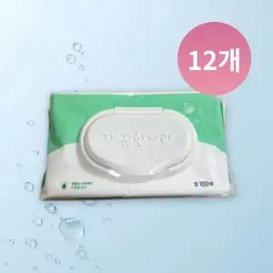 깨끗한나라 물티슈 캡형 퓨어 그린 100매 12개
