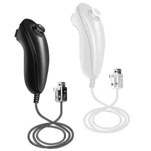 넌척 컨트롤러 Wii 조이스틱 게임패드용 2팩 교체 닌텐도 및 U 콘솔(블랙+화이트)과 호환 가능