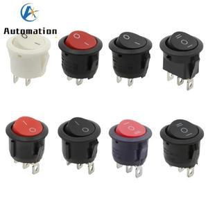 1Pcs 220V 라운드 SPDT ON-OFF 로커 스위치 KCD1-105 화이트 블랙 레드 AC 250V/6A 125V/10A 토글 2Pin