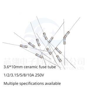 10pcs 3.6x10mm 리드 핀 세라믹 퓨즈 튜브 1A/2/3.15/5/8/10A 250V 느린/고속 브레이크 F/T