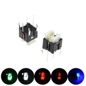 5/10Pcs 6x6mm 스루 홀 마이크로 푸시 버튼 촉각 순간 스위치 LED 녹색 노란색 빨간색 흰색 파란색 6X6