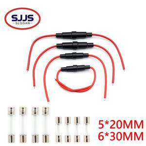 (5Set)5x20mm 6x30mm 유리 퓨즈 홀더 나사  5X20mm 22 20 18 16AWG 와이어 케이블 250V 튜브 케이스