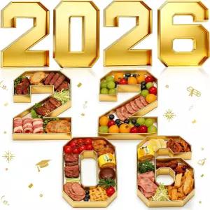 2026 초콜릿 캔디 스낵 졸업 파티 용품을 위한 샤커트리 번호 채우기 상자 10인치 카드보드 트레이