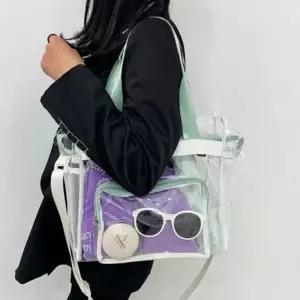 3개 1개 30x30 투명 토트백 어깨가방 클리어 비닐가방 PVC 백 가방 투명백