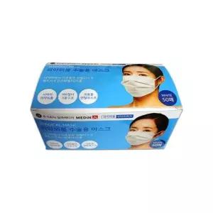 메디인 국내산 일회용 수술용 마스크 병원용 화이트 50ea
