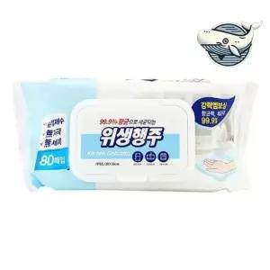 캡형 물티슈 80매 위생행주 세제없이 안전하게 일회용 걸레 일회용 밀대