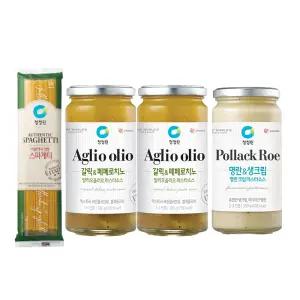 청정원 파스타소스, 알리오올리오, 360g, 2개 + 명란크림, 350g, 1개 + 스파게티면, 500g, 1개
