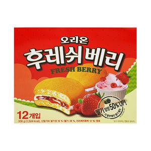 오리온 후레쉬베리 12개입 4개 어린이간식 딸기파이