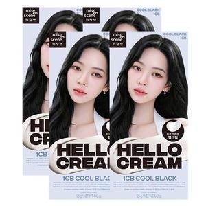 미쟝센 헬로크림 염색약 1CB 쿨블랙 4개/염색