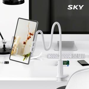 스카이 와이어 자바라 핸드폰 태블릿 거치대 360도 회전 집게형 침대 탁상용 아이패드 갤럭시탭 JDH1