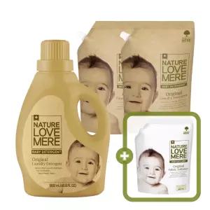 네이쳐러브메레  아기 세탁세제 용기 1800ml 1개 + 세제리필 1300ml 2팩 (GIFT) 유연제 오리지널향 850ml 리필 1팩