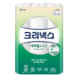 크리넥스 3겹 내추럴 소프트 화장지 30m*30롤