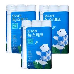 모나리자 녹스 3겹 데코 30M 30롤 x 3개 (총90롤) 화장지