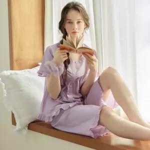 메이플라워 클래식라벤더 반팔 순면 여성 빅사이즈 잠옷 세트
