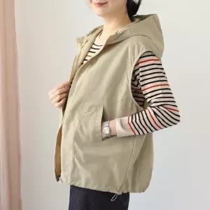 지오넬 박시 후드 베스트 /여성 데일리 바람막이 조끼 UVT104