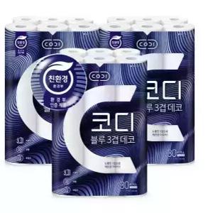 블루 3겹 데코 화장지 27m 30롤 3팩
