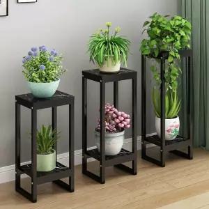 꽃 화분 받침대 전시대 화분대 진열대 베란다 블랙+화이트 거치대 50x24