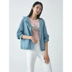 [지센] 여성 후드 프린트자수 숏 코트 LCCAO329_SB