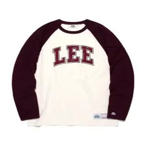 LEE 컬리지 로고 래글런 긴팔 티셔츠 버건디 LE2601LT07 BU