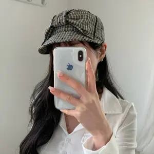 여성 귀여운 러블리 왕리본 포인트 체크 캡모자 군모 마도로스 모자