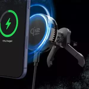 슈피겐 Qi2 25W 쿨링 펠티어 맥세이프 차량용 핸드폰 거치대 고속 무선 충전기 EV25MFAQ