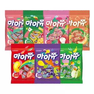 크라운 마이쮸 포도 72g+딸기 72g+사과 72g+애플망고 100g+멜론 100g+써니피치 100g+핑크리치 100g(총7개)