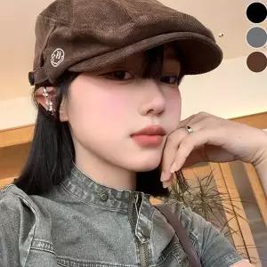여성 코듀로이 헌팅 캡 레트로 바리스타 베레모 남성 코듀로이 헌팅 캡 카페 모자 직원