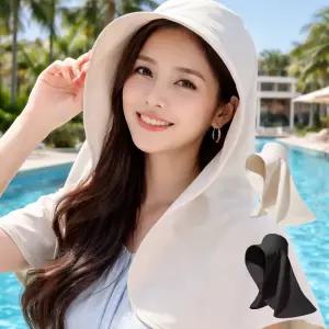 심플 넥숄더 창넓은 여자모자 햇빛가리개 자외선차단 성인 플랩캡 리프 물놀이 망또 와이드 썬캡 밭일 농사 캐디