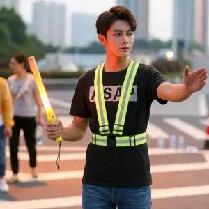 야외활동 안전용 형광 반사띠 신축성 조끼 보행자 교통안전 작업복 상의 착용형
