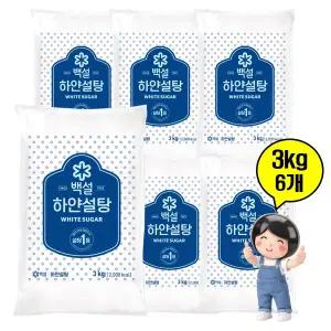 백설 하얀설탕 3kg 6개 업소용 카페 식자재 대용량