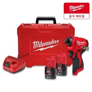 밀워키 M12 BLIDRC-202C 12V 충전임팩드라이버 2.0Ah 2개