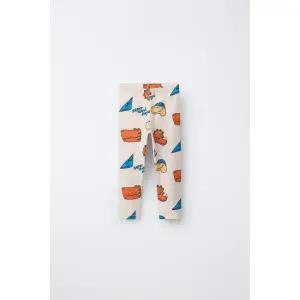 ZARA 애니멀 패턴 립 레깅스 - 크림