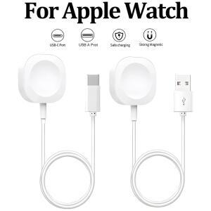 호환 2026 마그네틱 무선 USB A 고속 충전기 애플워치 울트라 시리즈 9 8 7 6 SE 타입 C 케이블 충전, 아이워치 시리즈 5 3 2 호환
