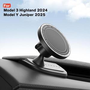 호환테슬라 모델 3 Y 하이랜드 주니퍼 2025 강력 자석 360 ° 회전 가능한 차량용 휴대폰 거치대 실리콘 베