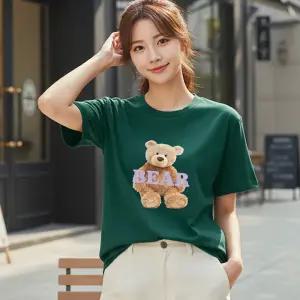 곰인형 반팔티 20수면 쿨론티 티셔츠 자체제작 S~3XL 빅사이즈 남녀공용 여성 여자 여름티 데일리 반팔 학생 단체티 기능성