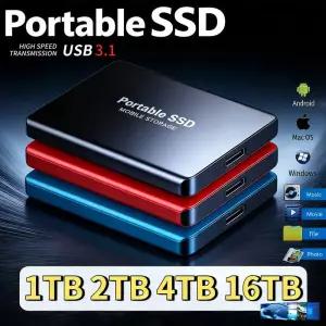 USB3.1 Type-C 휴대용 외장형 SSD 빠른 데이터 전송 대용량 저장 하드 드라이브 (노트북/PC/MAC/휴대폰용)