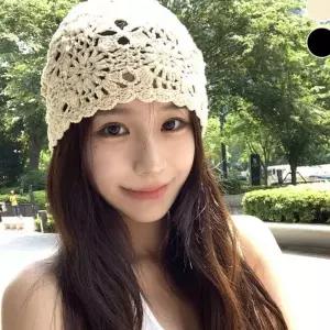 여성 여름 모자 플라워 크로셰 핸드메이드 뜨개 모자 캐주얼 휴가철 빈티지 여행용 데일리 사계절 꽃무늬