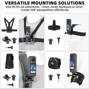 바디카메라 조끼 인스타 360 X4 Air/X5 X3용 액세서리 키트, 가슴 마운트, 헤드 스트랩, 백팩 클립 홀더,