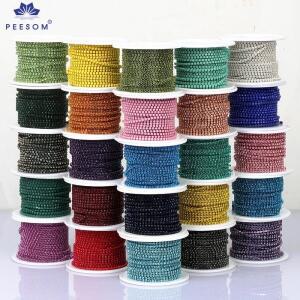 PEESOM SS6-SS12 10 야드 DIY 용 라인 석 밴딩에 유리 크리스탈 컵 체인 Gule에 다채로운 조밀 한 트림 바